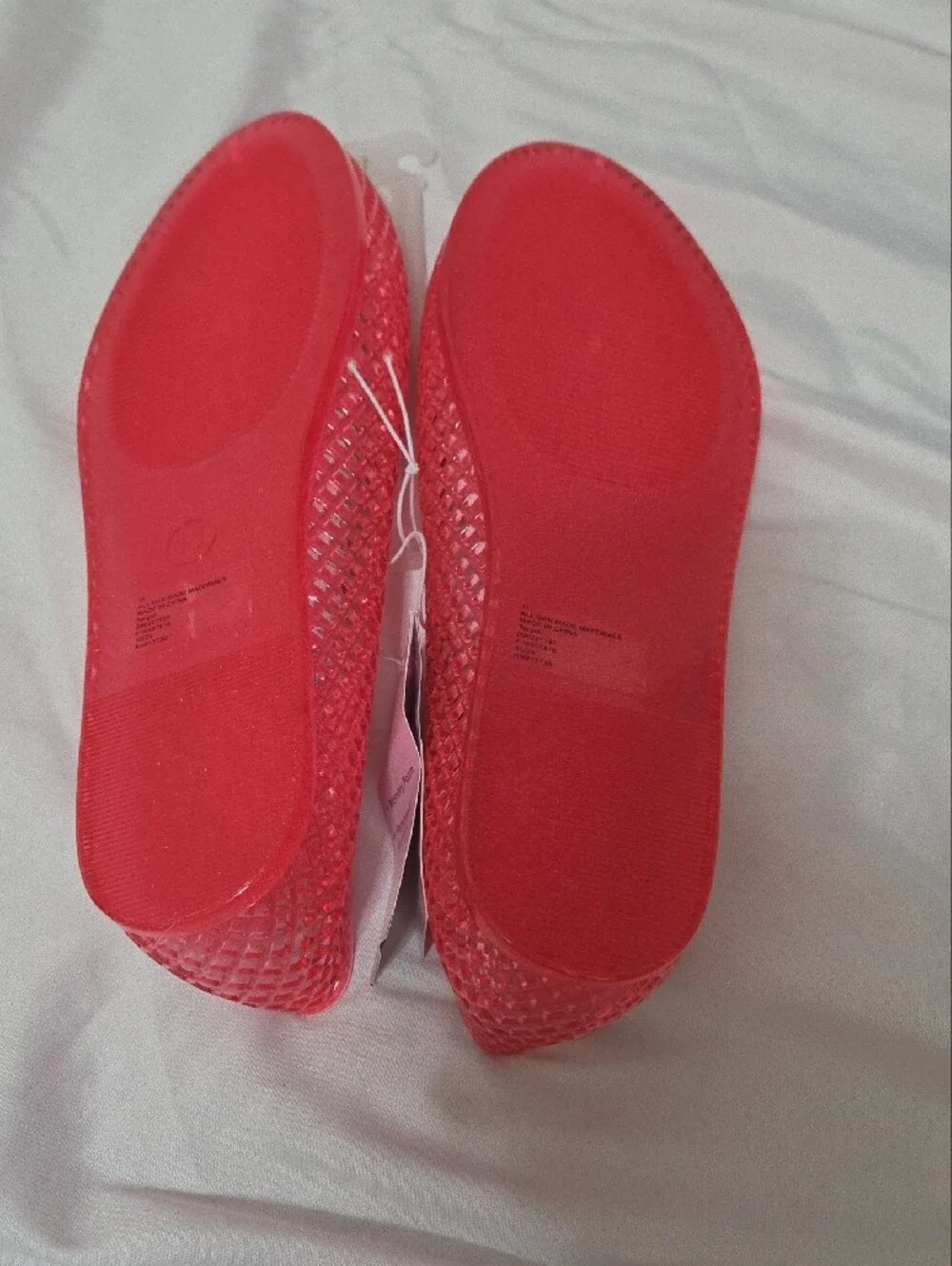 Pink Jelly Shoes Woven Flats, Size 11, Memory Foam Insoles, New w/Tags Attached